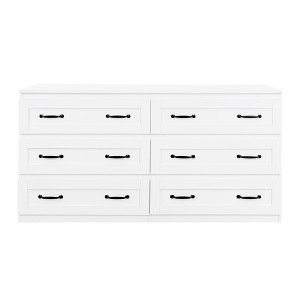 CLIHOME 6 Drawers Modern Side Storage Cabinet With Metal Handle, Storage Organizer With Wood Chest of Drawers - 1 of 4