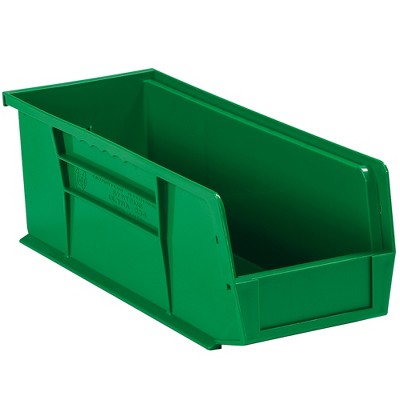 Box Partners Plastic Stack & Hang Bin Boxes 10 7/8" x 4 1/8" x 4" Green 12/Case BINP1144G