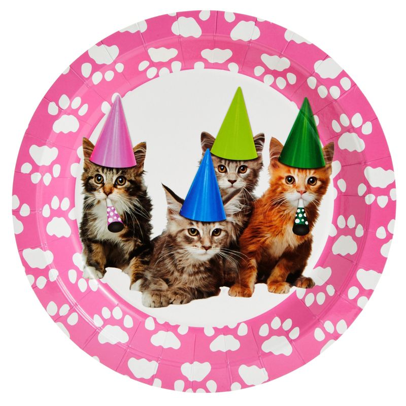 Juvale 144-Pieces of Kitten Party Supplies with Cat Birthday Paper Plates, Napkins, Cups, and Cutlery, Serves 24, 4 of 8