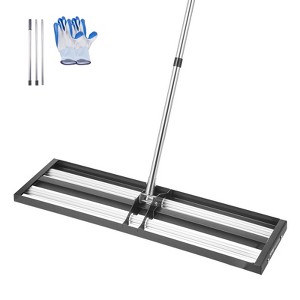 VEVOR Updated Lawn Leveling Rake with Roller, 36" x 10" Stainless Steel Lawn Leveler with 83.9" Adjustable Handle, Heavy Duty Yard Leveling Rake,Black - 1 of 4