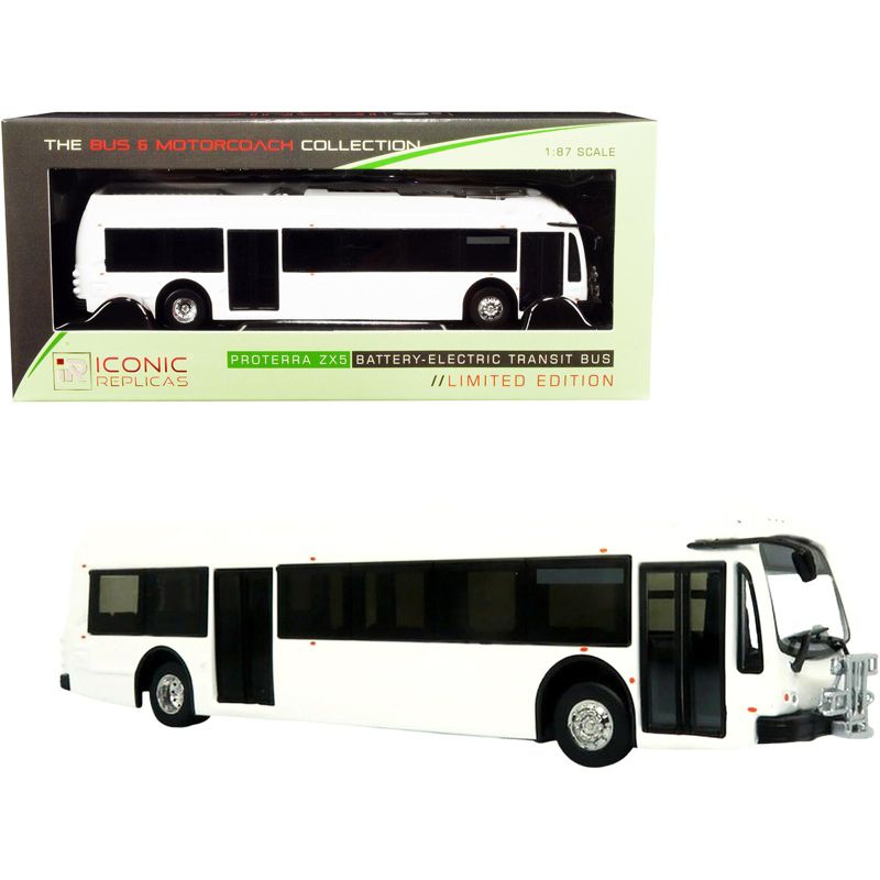 Proterra ZX5 Battery-Electric Transit Bus Blank White "The Bus & Motorcoach Collection" 1/87 (HO) Diecast Model Iconic Replicas, 1 of 4