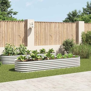 vidaXL Garden Raised Bed Silver Galvanized Steel Large Tough - 1 of 4