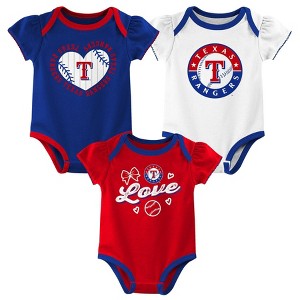 MLB Texas Rangers Infant Girls' 3pk Bodysuit - 1 of 4