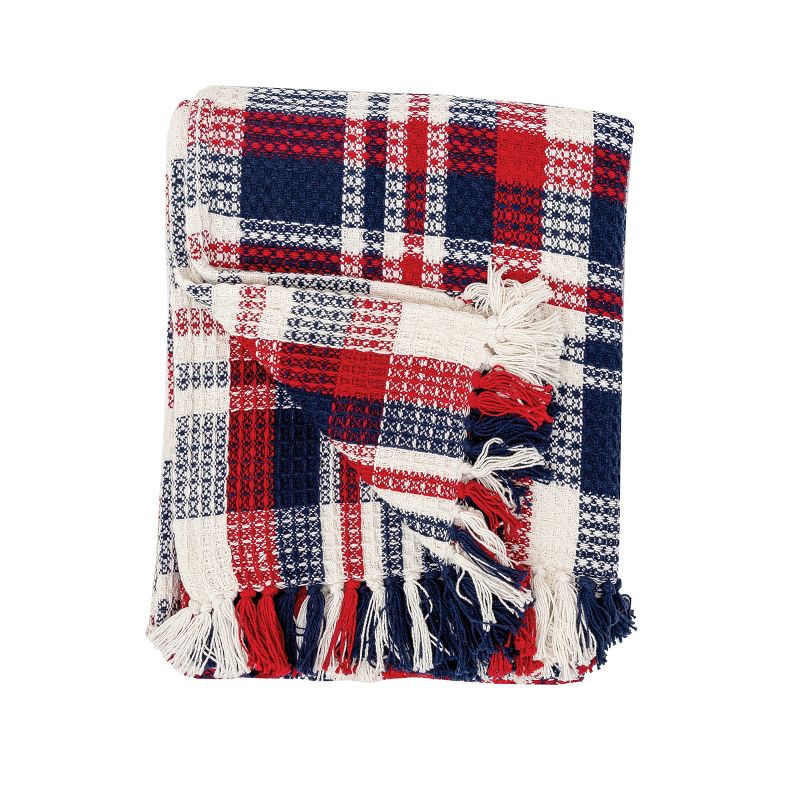 C&F Home 50" x 60" Harbor Plaid Red White and Blue Patriotic 4th of July Woven Throw Blanket, 1 of 6