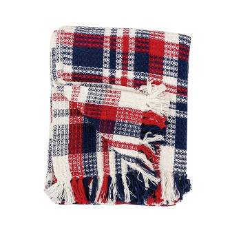 C&F Home 50" x 60" Harbor Plaid Red White and Blue Patriotic July 4th Woven Throw Blanket