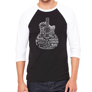 LA Pop Art Men's Raglan Baseball Word Art T-shirt - Languages Guitar - 1 of 4