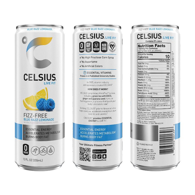 Celsius Fizz Free Variety Pack Energy Drink - 12pk/12 fl oz Cans, 2 of 5
