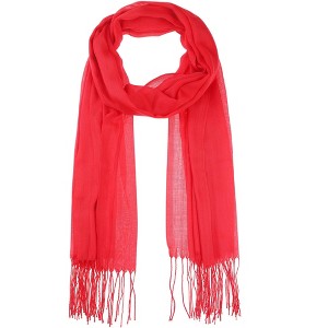 INSPIRE CHIC Gender Neutral Plain Cashmere Imitation Winter Warm Solid Color Fringe Long Scarves 1Pc - 1 of 4