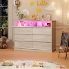 Dresser for Bedroom, 6 Drawer Dresser with LED Lights and Charging Station, Wide Chest of 6 Drawers with Open Space - 4 of 4