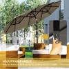 Double-sided Patio Umbrella 9.5' Large Outdoor Market Umbrella with Push Button Tilt and Crank, 3 Air Vents and 12 Ribs, for Garden, Deck, Pool, Gray - 3 of 4