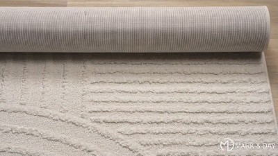 Kyra 6'7" x 6'7" Square Cream Geometric Synthetic Area Rug