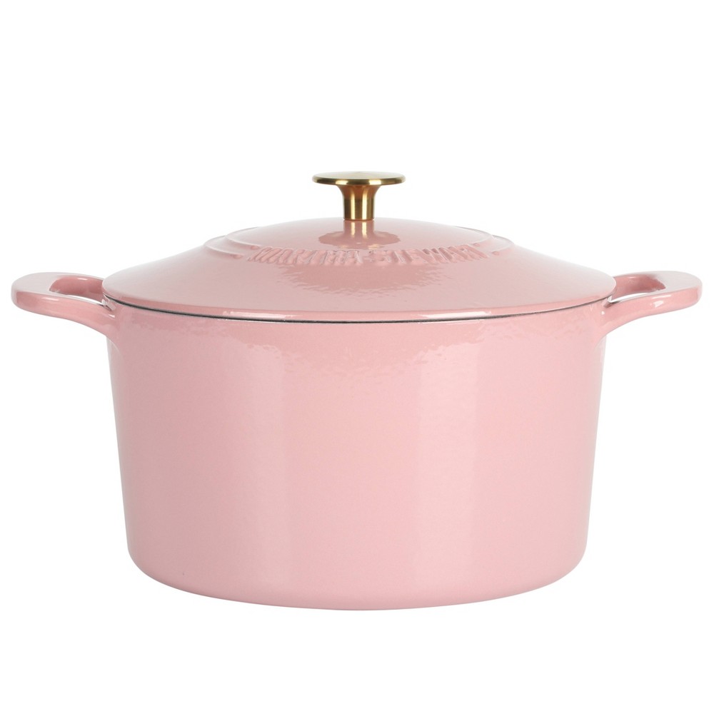 Martha Stewart Gatwick 7qt Enamel Cast Iron Dutch Oven Pink: 7 Quart Pot, Oven-Safe, Smooth Surface Compatible