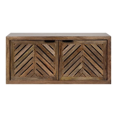 Rustic Brown Mango Wood 2-Door Wall Cabinet