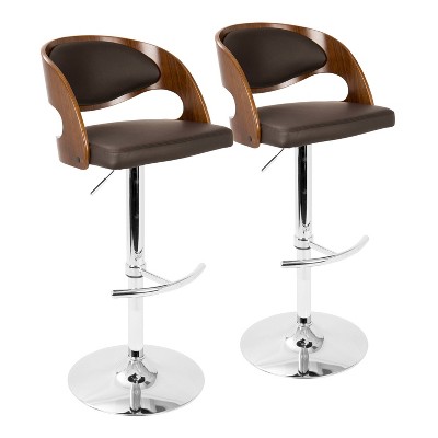 Set of 2 Pino Mid - Century Modern Adjustable Barstool with Swivel - Lumisource