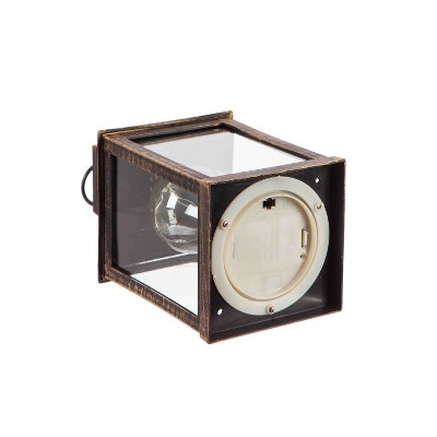 8.5" Black and Brushed Gold Battery Operated Lantern Set