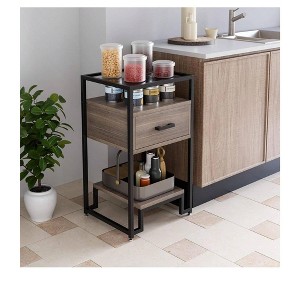 Brown One Size   Modern Light Gray Nightstand With Drawer, 3-Tier Storage, And Glass Top - Stylish Bedside Table For Bedroom Or Dorm Room - Easy Ass - 1 of 4