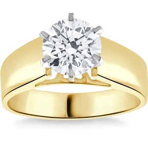 Pompeii3 2Ct Round Moissanite Solitaire Engagement Ring 14k Yellow Gold - 1 of 4