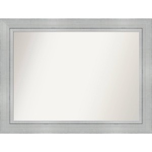 45" x 34" Non-Beveled Romano Silver Wood Bathroom Wall Mirror - Amanti Art: Modern Rectangle, Includes Mount Hardware - 1 of 4