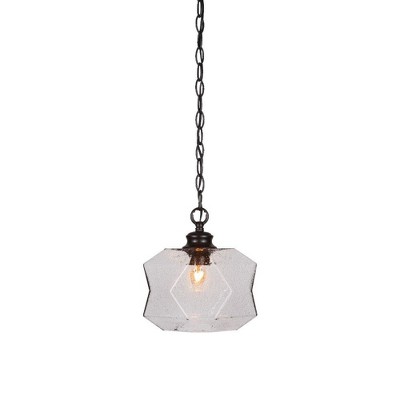 Toltec Lighting Rocklin 1 - Light Pendant in  Matte Black with 8.75" Smoke Shade