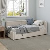 TIRAMISUBEST Modern Style L-Shaped Corner Bed Frame with Nailhead Trim, Twin Size Upholstered Daybed with 2 Drawers - 2 of 4