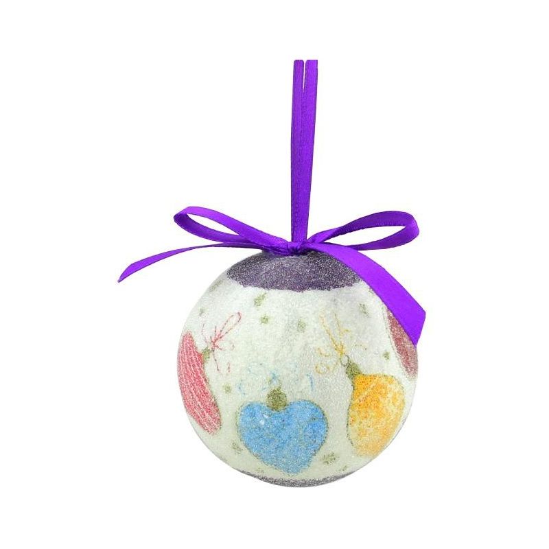 Northlight 8pc Purple and White Decoupage Shatterproof Christmas Ball Ornaments 2.25" (57mm), 2 of 5