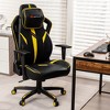 Costway Gaming Chair 360° Swivel Computer Reclining Height Adjustable 2D Armrest Yellow - 2 of 4