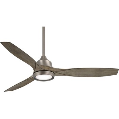 60" Minka Aire Modern Indoor Ceiling Fan with LED Light Remote Control Brushed Nickel Driftwood for Living Room Kitchen Bedroom