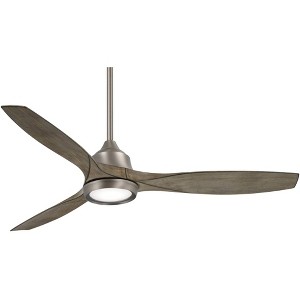 60" Minka Aire Modern Indoor Ceiling Fan with LED Light Remote Control Brushed Nickel Driftwood for Living Room Kitchen Bedroom - 1 of 4