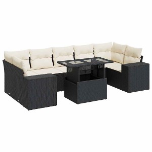 vidaXL Garden Sofa Set Black and Cream white - 1 of 4