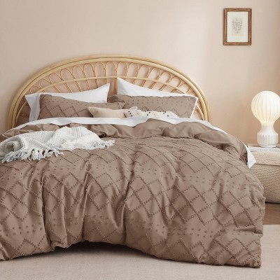 Bedsure | Solid Minimalist Embroidery Duvet Cover Set Cozy and Stylish Bedding Set