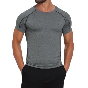 INSPIRE CHIC Men's Workout Stretch Crew Neck Short Sleeve Sport Running T-Shirts - 1 of 4