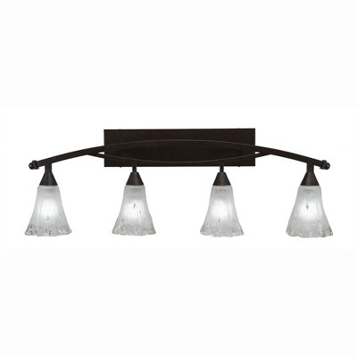Toltec Lighting Bow 4 - Light Vanity in  Bronze with 5.5" Fluted Frosted Crystal Shade