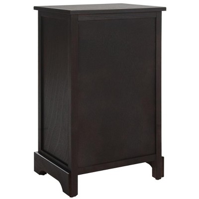 Transitional Brown Pine 3-Drawer Side Table with Woven Baskets