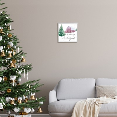 Merry and Bright Snowy Barn Christmas Canvas Print