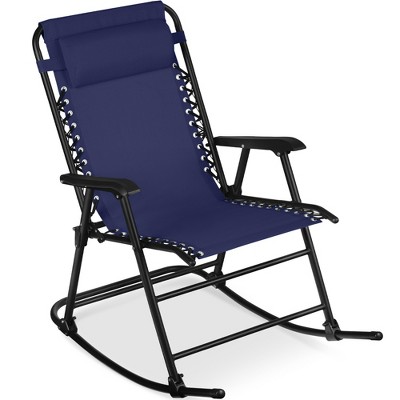 Best Choice Products Folding Outdoor Zero Gravity Rocking Lounge Chair w/ Headrest Pillow