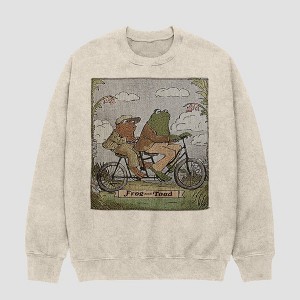 Men's Frog and Toad Crewneck Pullover Sweatshirt - Beige - 1 of 3