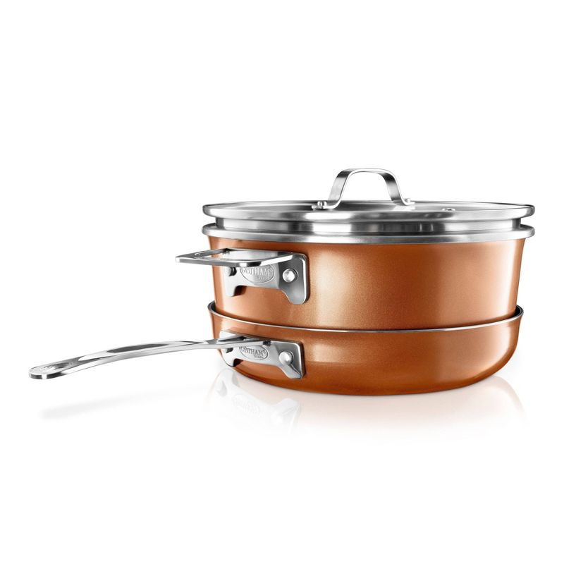 Gotham Steel Cast Textured Copper 3pc Stacking Cookware Set, 2 of 5