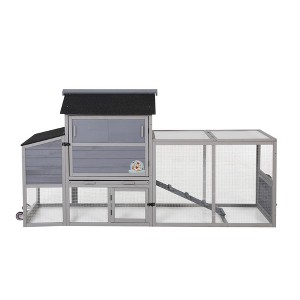 Sevobal Pet Crates and Houses Movable Chicken Coop, 2 Tier Outdoor Bunny Hen Hutch with Tray Wheel, Backyard Garden Cage, Gray, 82.28"*22.83"*44.88" - 1 of 4