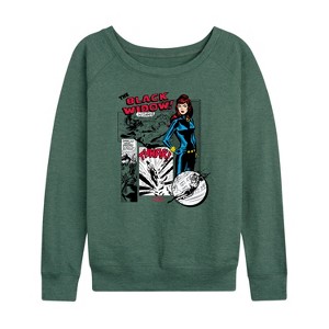 Women's - Marvel - Black Widow Panels Lightweight French Terry Wide Neck Long Sleeve Shirt - 1 of 4