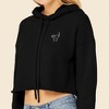 Dalix Black Cat Embroidered Fleece Cropped Hoodie Cold Fall Winter Women - 4 of 4