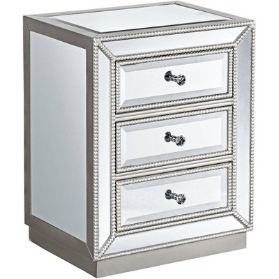 Coast to Coast Trevi 20" Wide 3-Drawer Silver Mirrored Accent Table