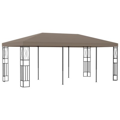 vidaXL 236.2"x118.1" Outdoor Gazebo - Taupe Fabric Canopy, Steel Frame, Cross Shape Details, Weather-Resistant, Easy to Assemble