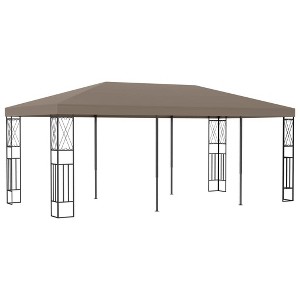 vidaXL 236.2"x118.1" Outdoor Gazebo - Taupe Fabric Canopy, Steel Frame, Cross Shape Details, Weather-Resistant, Easy to Assemble - 1 of 4