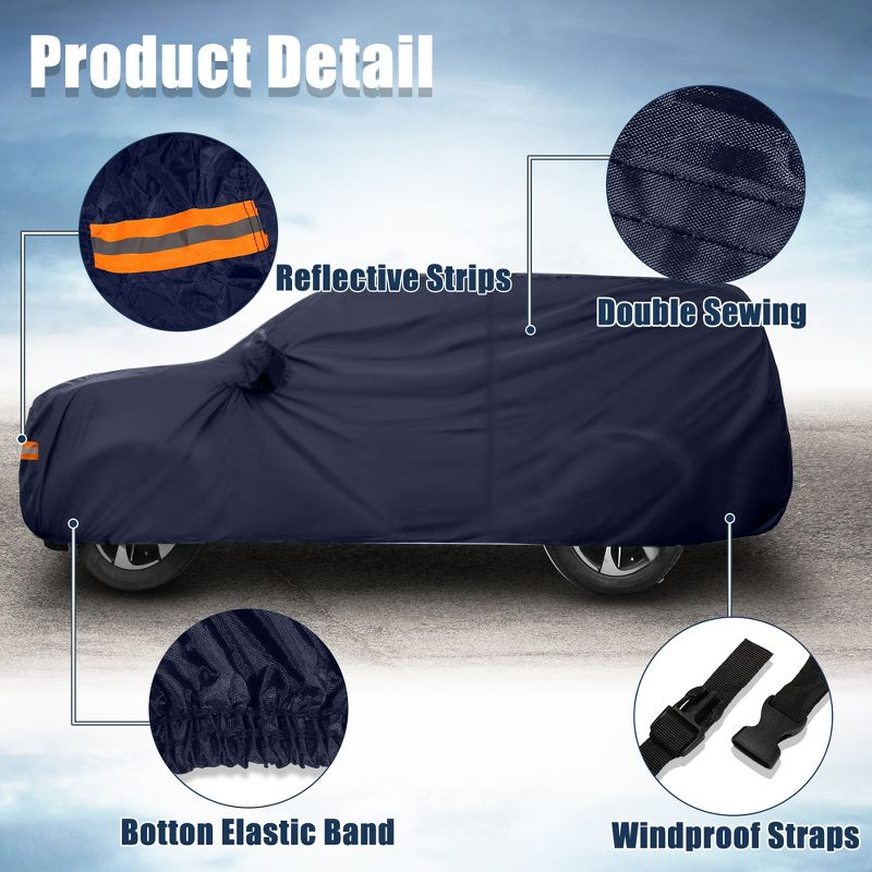 Unique Bargains SUV Car Cover for Chevrolet Tahoe 4 Door 2007-2020 Outdoor Waterproof Sun Rain Dust Wind Snow Protection, 4 of 7