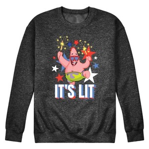 Men's - SpongeBob SquarePants - Lit Fireworks Patrick Graphic Fleece Sweatshirt - 1 of 4