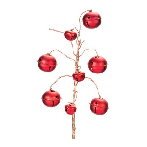 Melrose Red Sleigh Bell Spray (Set of 6) - 1 of 3