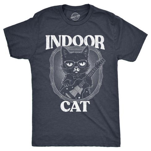 Mens Indoor Cat Funny T Shirt Introvert Sarcastic Tee For Men - Crazy Dog Men's T Shirt - image 1 of 4