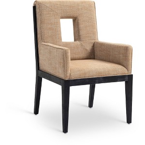 Meridian Furniture,Gwendolyn Linen Textured Fabric Dining Arm Chair - 1 of 4