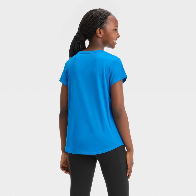 Girls&#39; Short Sleeve &#39;Run Free&#39; Graphic T-Shirt - All In Motion™ Blue, 3 of 7