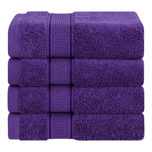 American Soft Linen Washcloth Set 100% Turkish Cotton 4 Piece Face Hand  Towels for Bathroom and Kitchen - Lilac 